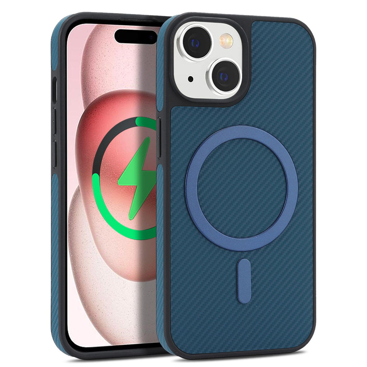 For iPhone 14 Carbon Fiber MagSafe Phone Case - Blue - SYA003137718C