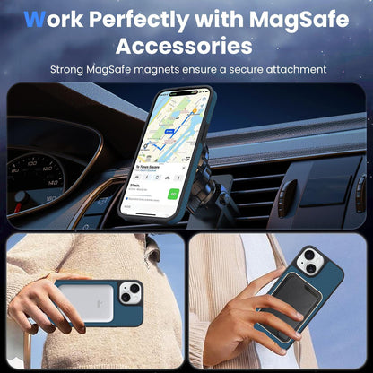 For iPhone 14 Carbon Fiber MagSafe Phone Case - Blue - SYA003137718C