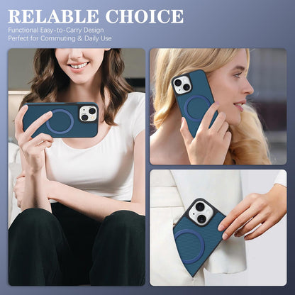 For iPhone 14 Carbon Fiber MagSafe Phone Case - Blue - SYA003137718C