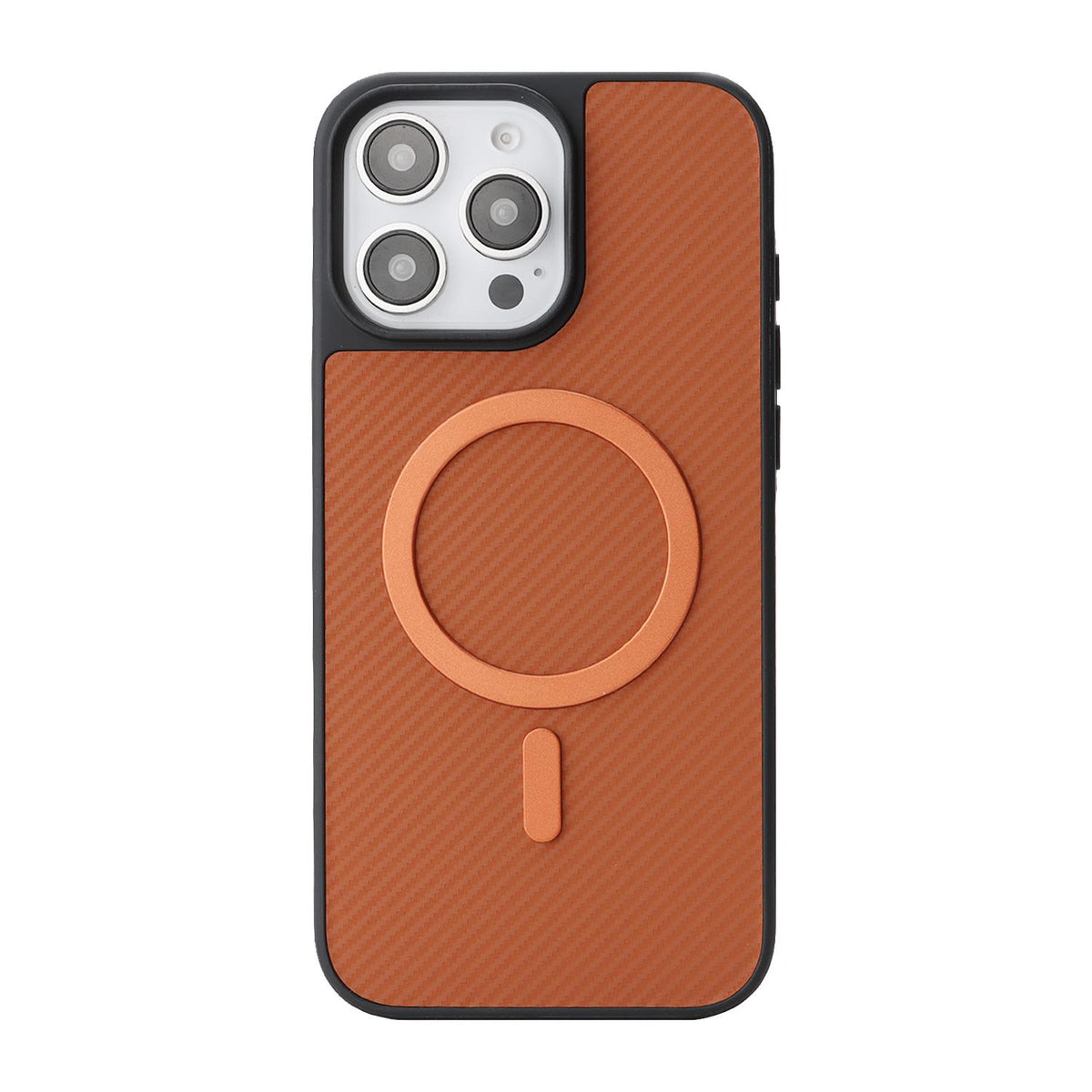 For iPhone 13 Pro Max Carbon Fiber MagSafe Phone Case - Brown - SYA003137719B