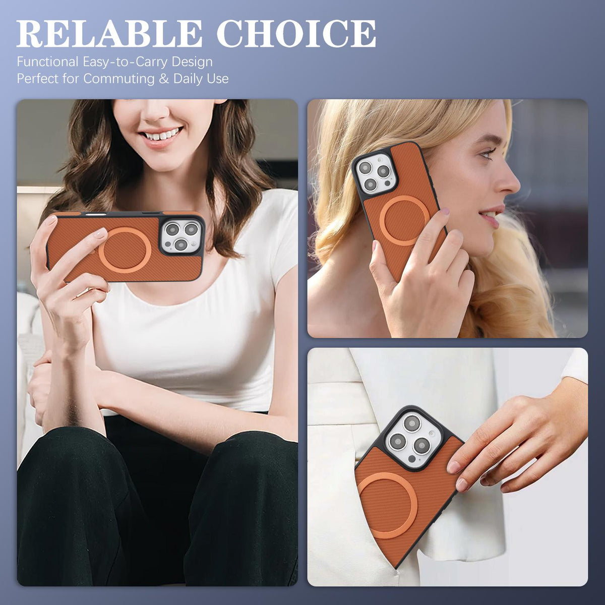 For iPhone 13 Pro Max Carbon Fiber MagSafe Phone Case - Brown - SYA003137719B