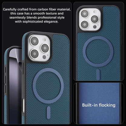 For iPhone 13 Pro Max Carbon Fiber MagSafe Phone Case - Blue - SYA003137719C