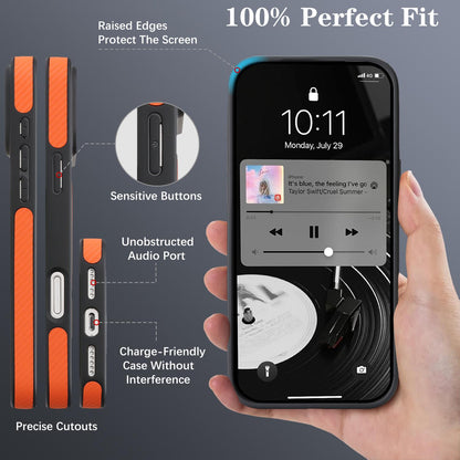 For iPhone 13 Pro Max Carbon Fiber MagSafe Phone Case - Orange - SYA003137719E