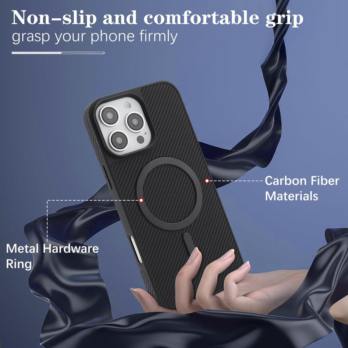 For iPhone 13 Pro Carbon Fiber MagSafe Phone Case - Black - SYA003137720A