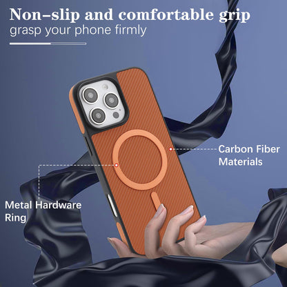 For iPhone 13 Pro Carbon Fiber MagSafe Phone Case - Brown - SYA003137720B