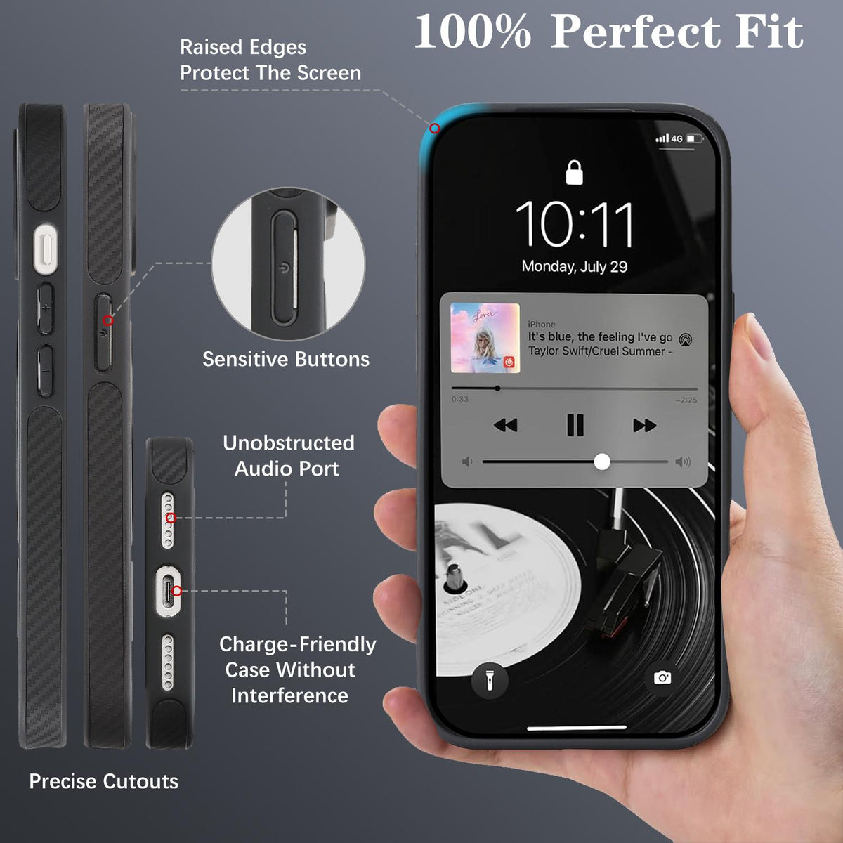 For iPhone 13 Carbon Fiber MagSafe Phone Case - Black - SYA003137721A