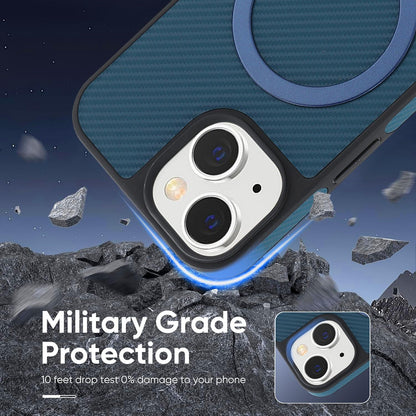 For iPhone 13 Carbon Fiber MagSafe Phone Case - Blue - SYA003137721C