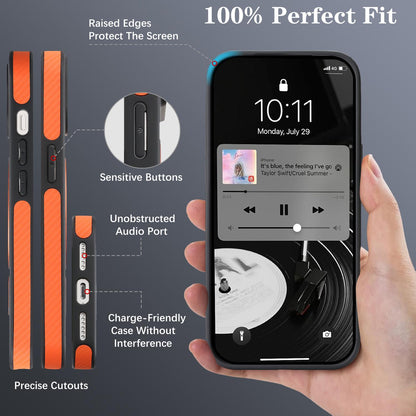 For iPhone 13 Carbon Fiber MagSafe Phone Case - Orange - SYA003137721E