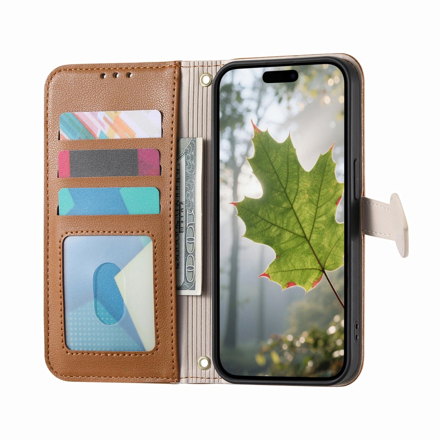 For Honor Play 80 Plus 5G Leaf Buckle Zipper Wallet Leather Phone Case with Strap(Brown)