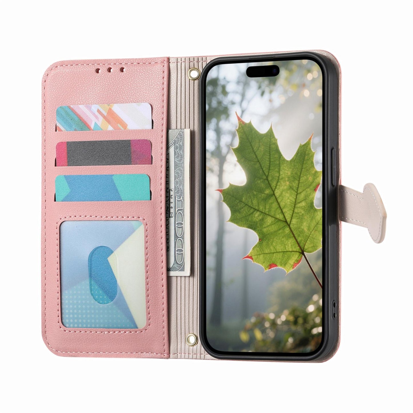 For Honor Play 80 Plus 5G Leaf Buckle Zipper Wallet Leather Phone Case with Strap(Pink)