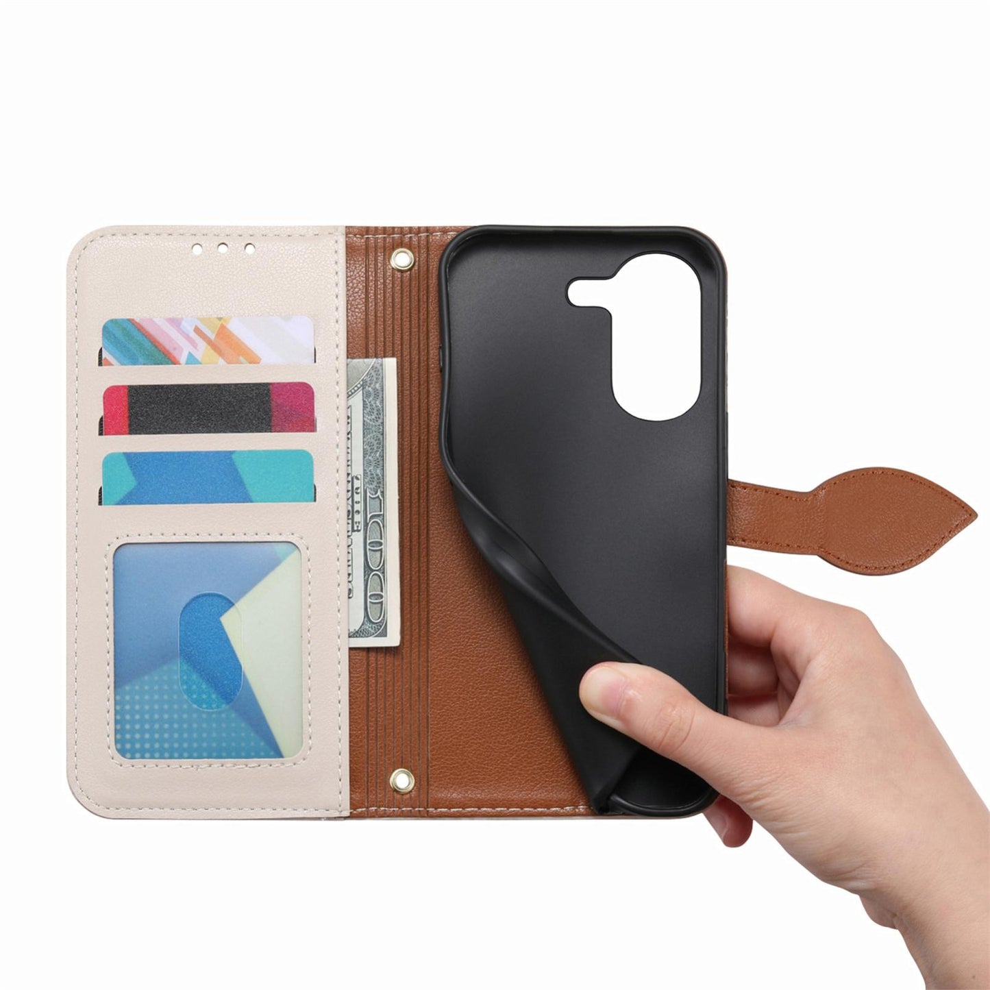 For Honor Play 80 Plus 5G Leaf Buckle Zipper Wallet Leather Phone Case with Strap(Beige)