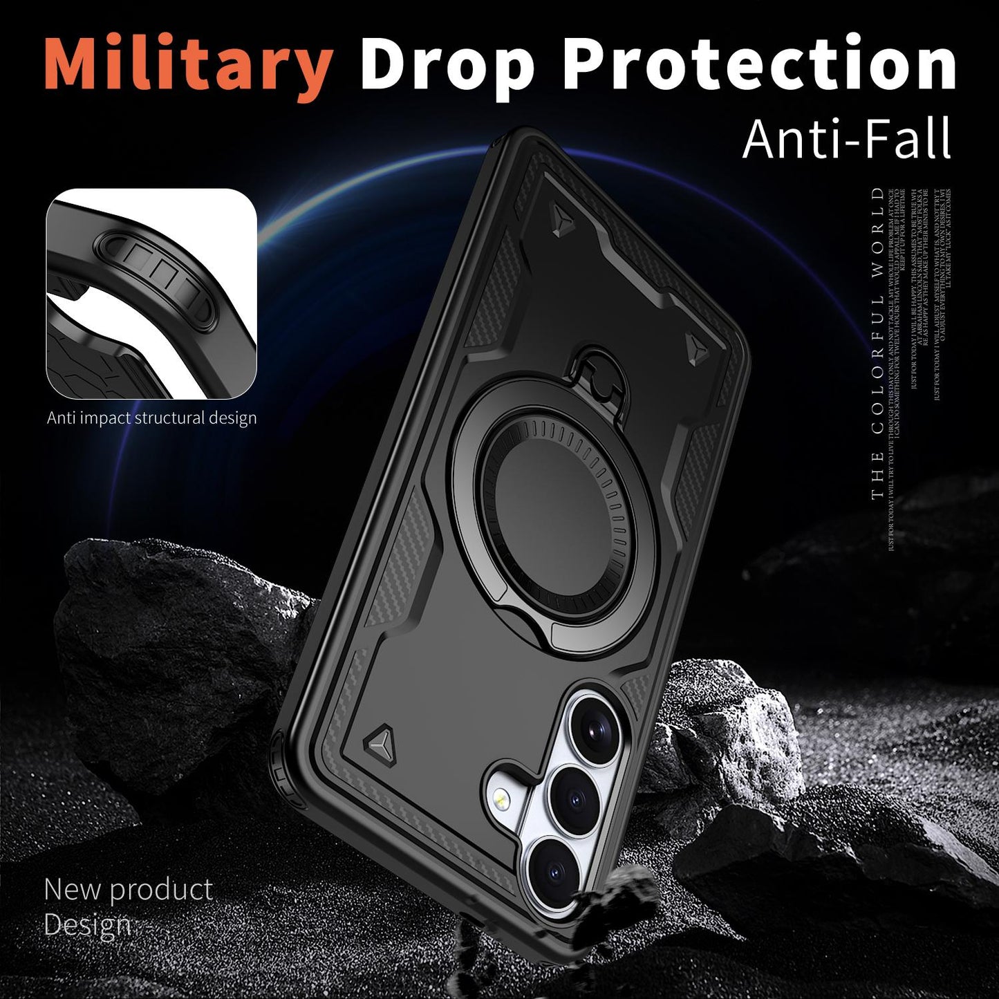 For Galaxy S26+ 5G Kalebol PC Hybrid TPU Armor MagSafe Ring Holder Phone Case(Black)