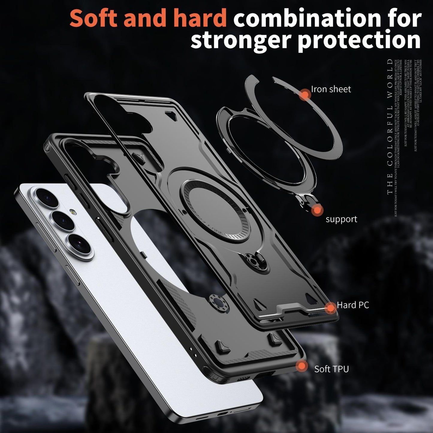 For Galaxy S26+ 5G Kalebol PC Hybrid TPU Armor MagSafe Ring Holder Phone Case(Black)