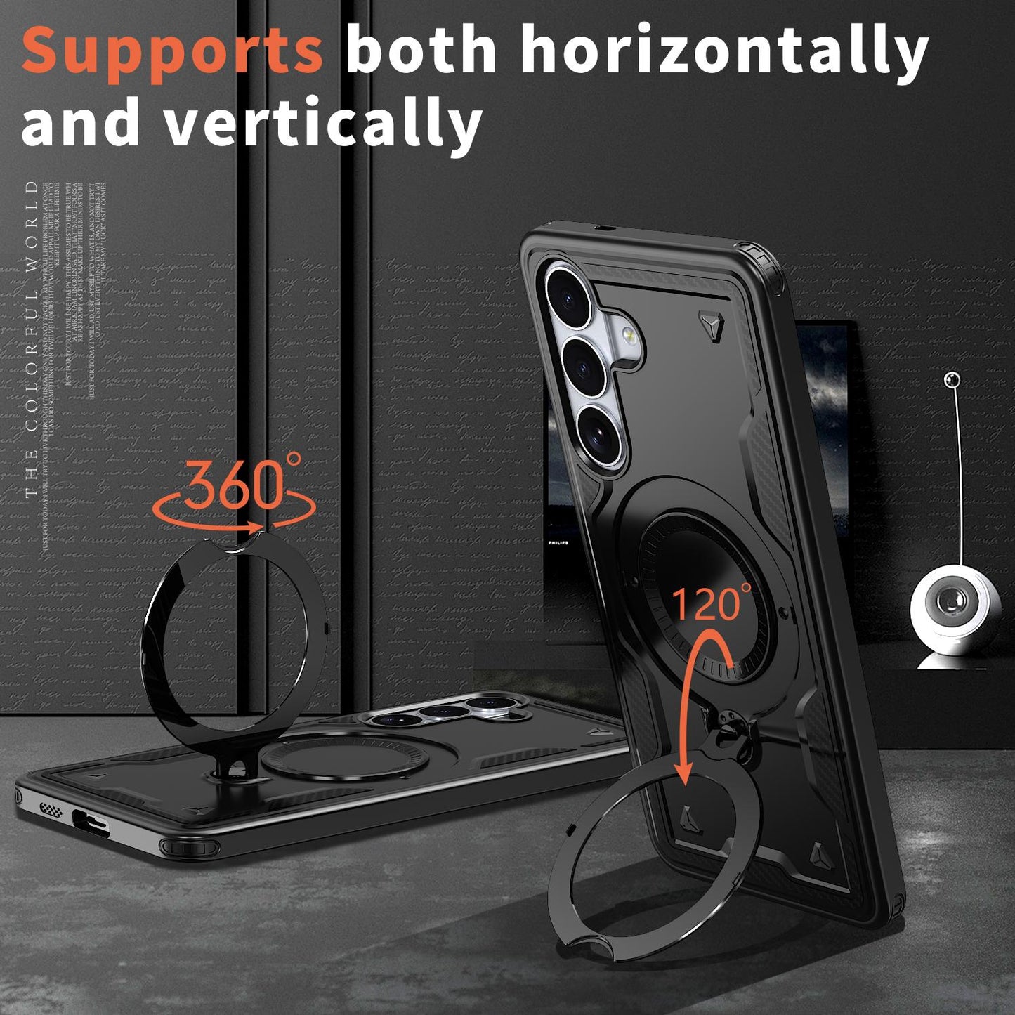 For Galaxy S26+ 5G Kalebol PC Hybrid TPU Armor MagSafe Ring Holder Phone Case(Black)