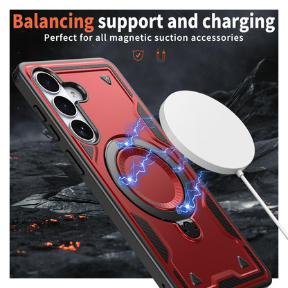 For Galaxy S26+ 5G Kalebol PC Hybrid TPU Armor MagSafe Ring Holder Phone Case(Red)