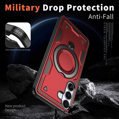 For Galaxy S26+ 5G Kalebol PC Hybrid TPU Armor MagSafe Ring Holder Phone Case(Red)