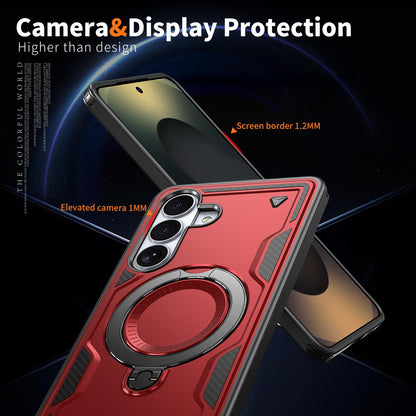For Galaxy S26+ 5G Kalebol PC Hybrid TPU Armor MagSafe Ring Holder Phone Case(Red)