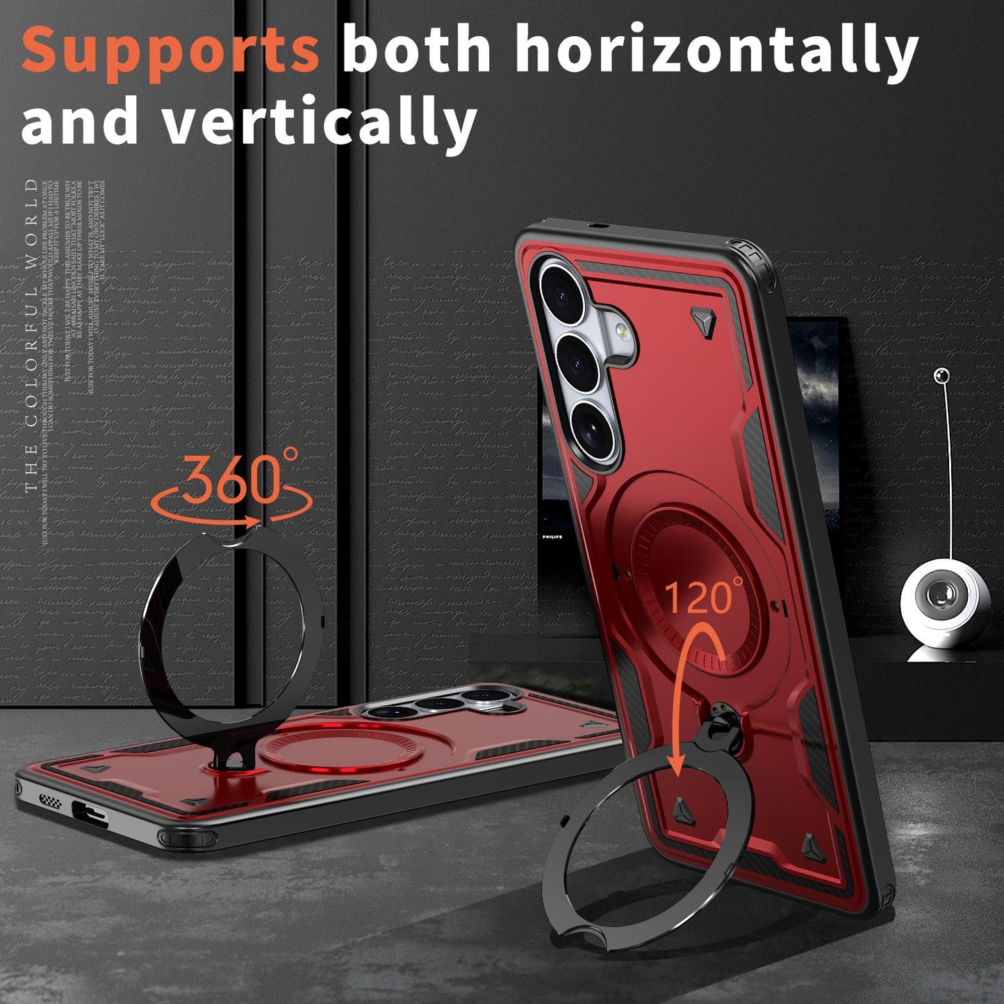 For Galaxy S26+ 5G Kalebol PC Hybrid TPU Armor MagSafe Ring Holder Phone Case(Red)