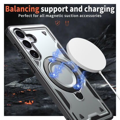 For Galaxy S26+ 5G Kalebol PC Hybrid TPU Armor MagSafe Ring Holder Phone Case(Gray)