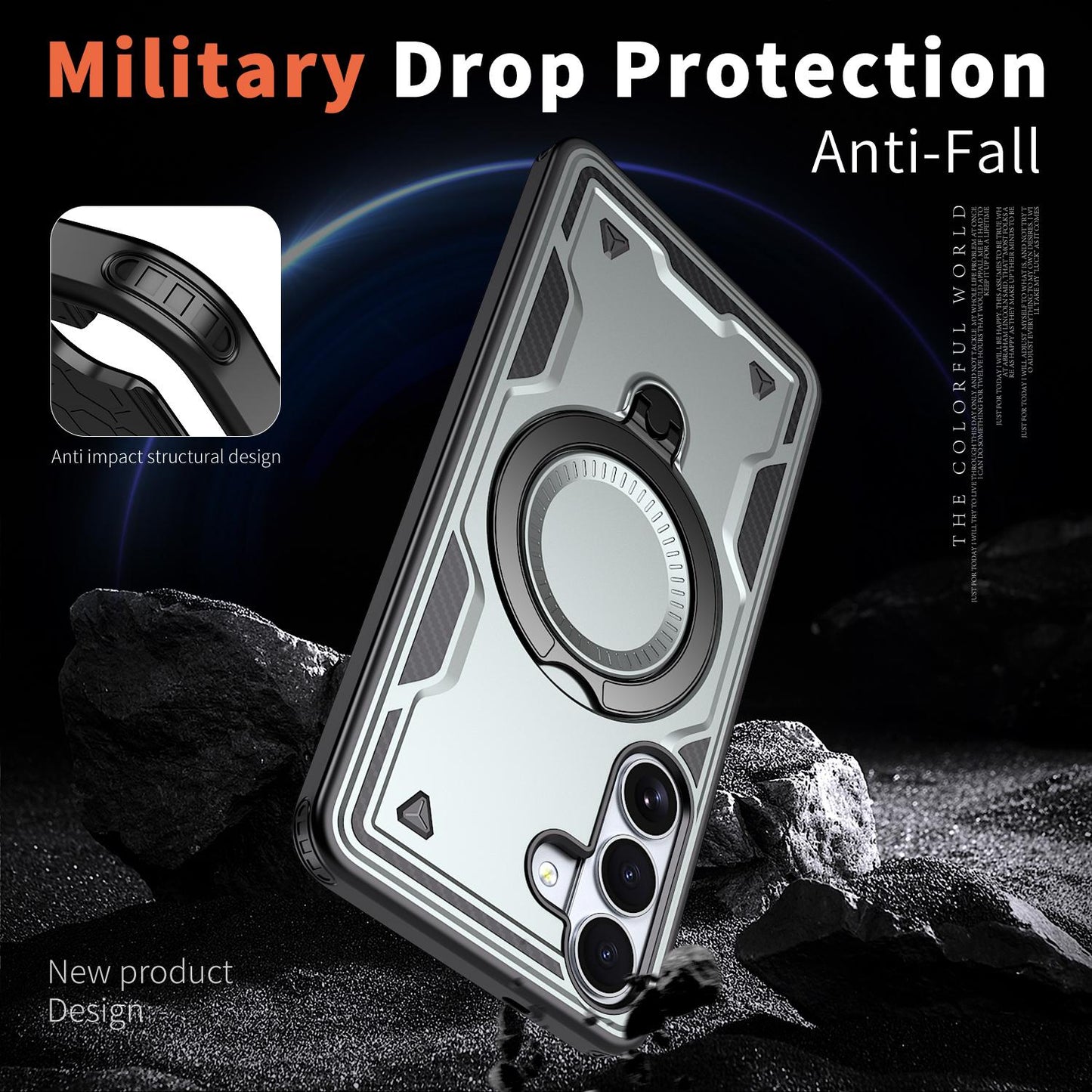 For Galaxy S26+ 5G Kalebol PC Hybrid TPU Armor MagSafe Ring Holder Phone Case(Gray)