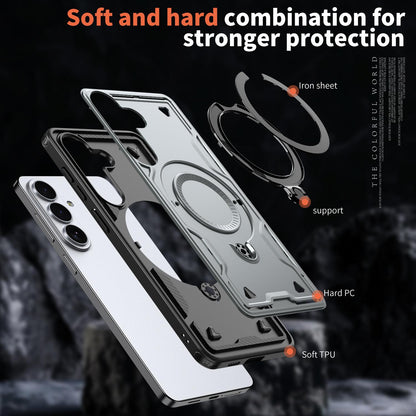 For Galaxy S26+ 5G Kalebol PC Hybrid TPU Armor MagSafe Ring Holder Phone Case(Gray)