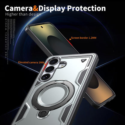 For Galaxy S26+ 5G Kalebol PC Hybrid TPU Armor MagSafe Ring Holder Phone Case(Gray)