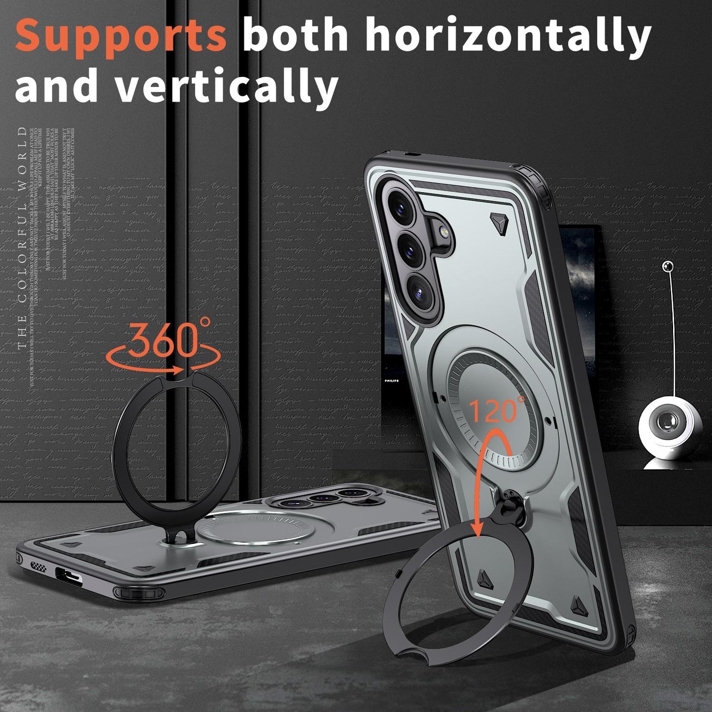 For Galaxy S26+ 5G Kalebol PC Hybrid TPU Armor MagSafe Ring Holder Phone Case(Gray)