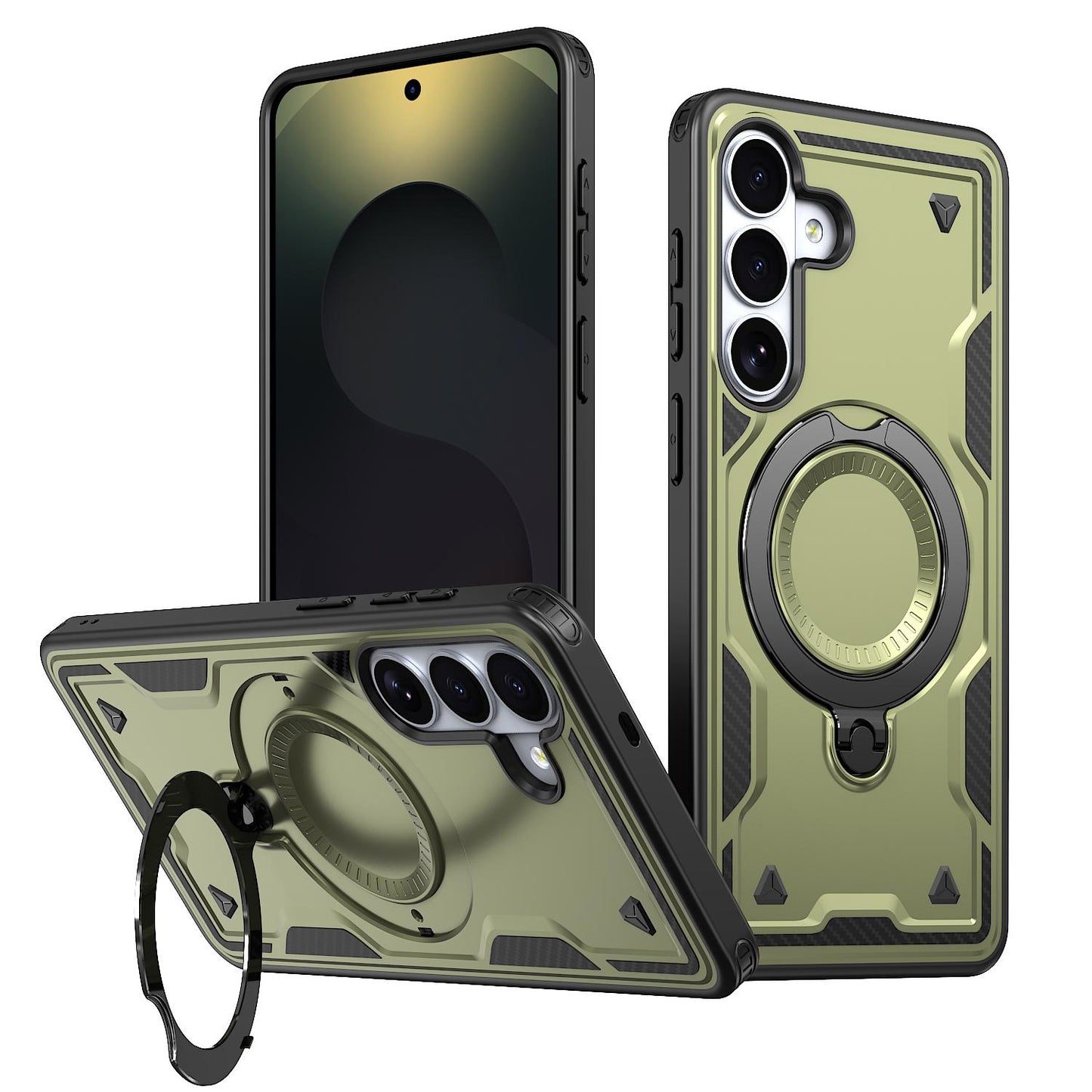 For Galaxy S26+ 5G Kalebol PC Hybrid TPU Armor MagSafe Ring Holder Phone Case(Green)
