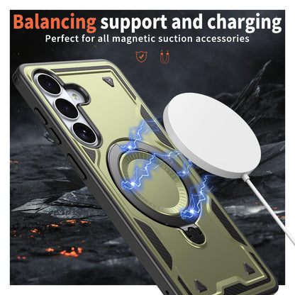 For Galaxy S26+ 5G Kalebol PC Hybrid TPU Armor MagSafe Ring Holder Phone Case(Green)