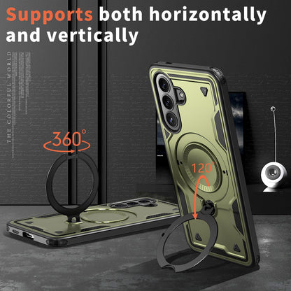 For Galaxy S26+ 5G Kalebol PC Hybrid TPU Armor MagSafe Ring Holder Phone Case(Green)