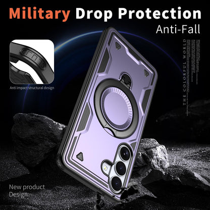 For Galaxy S26+ 5G Kalebol PC Hybrid TPU Armor MagSafe Ring Holder Phone Case(Purple)