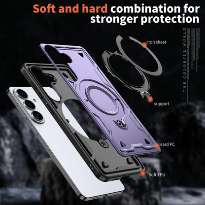 For Galaxy S26+ 5G Kalebol PC Hybrid TPU Armor MagSafe Ring Holder Phone Case(Purple)