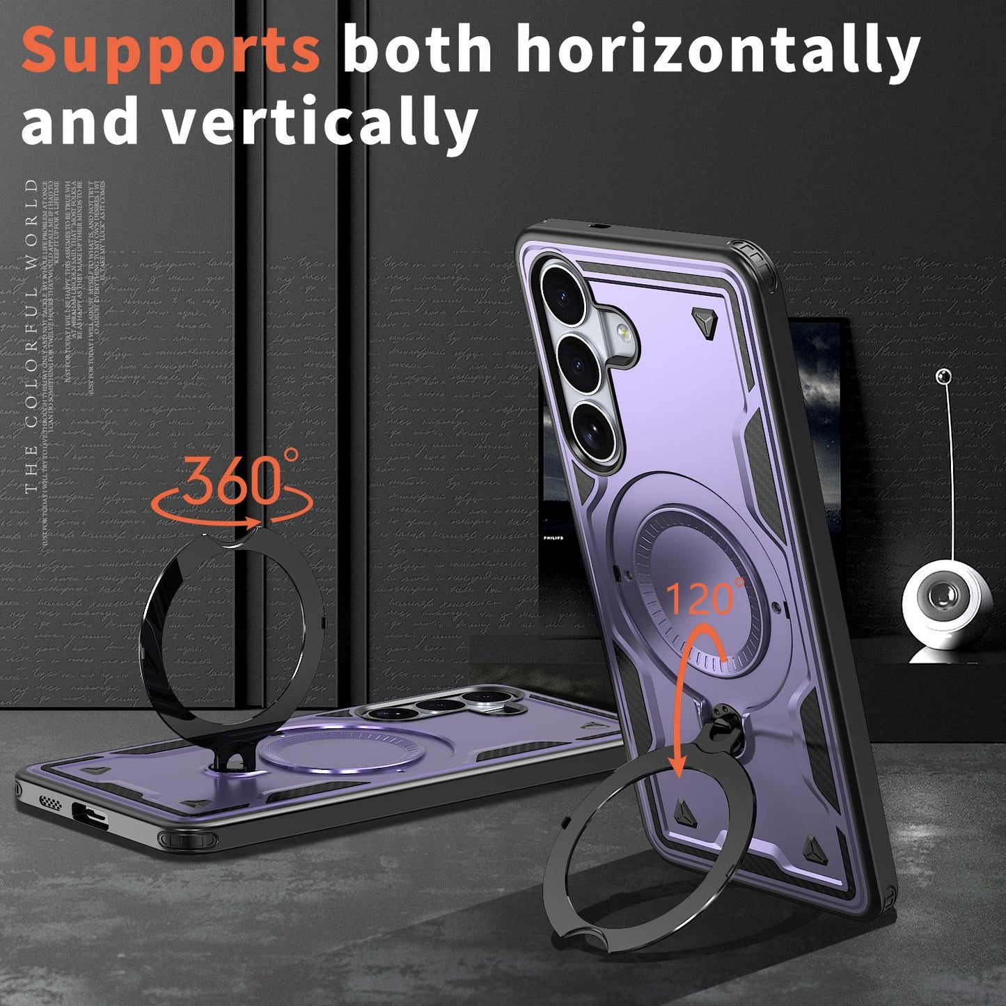 For Galaxy S26+ 5G Kalebol PC Hybrid TPU Armor MagSafe Ring Holder Phone Case(Purple)