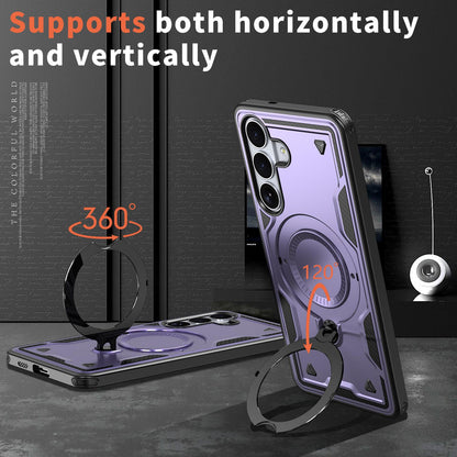For Galaxy S26+ 5G Kalebol PC Hybrid TPU Armor MagSafe Ring Holder Phone Case(Purple)