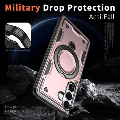 For Galaxy S26+ 5G Kalebol PC Hybrid TPU Armor MagSafe Ring Holder Phone Case(Rose Gold)