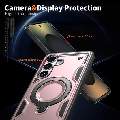 For Galaxy S26+ 5G Kalebol PC Hybrid TPU Armor MagSafe Ring Holder Phone Case(Rose Gold)
