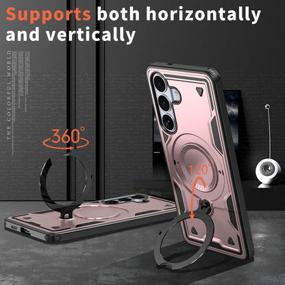 For Galaxy S26+ 5G Kalebol PC Hybrid TPU Armor MagSafe Ring Holder Phone Case(Rose Gold)