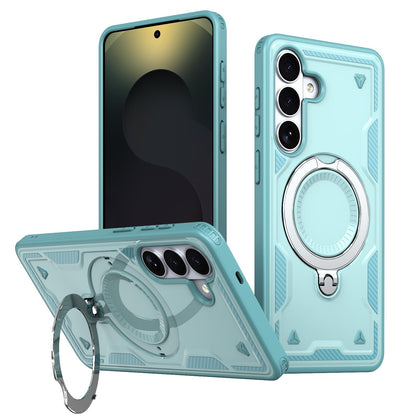 For Galaxy S26+ 5G Kalebol PC Hybrid TPU Armor MagSafe Ring Holder Phone Case(Light Blue)