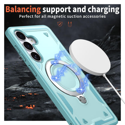 For Galaxy S26+ 5G Kalebol PC Hybrid TPU Armor MagSafe Ring Holder Phone Case(Light Blue)