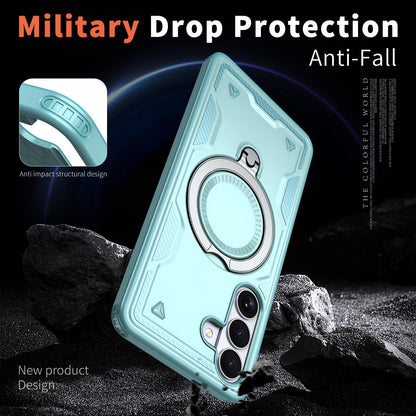 For Galaxy S26+ 5G Kalebol PC Hybrid TPU Armor MagSafe Ring Holder Phone Case(Light Blue)