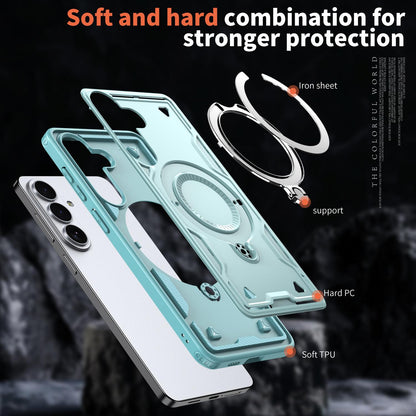 For Galaxy S26+ 5G Kalebol PC Hybrid TPU Armor MagSafe Ring Holder Phone Case(Light Blue)