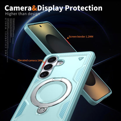 For Galaxy S26+ 5G Kalebol PC Hybrid TPU Armor MagSafe Ring Holder Phone Case(Light Blue)