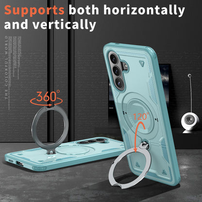 For Galaxy S26+ 5G Kalebol PC Hybrid TPU Armor MagSafe Ring Holder Phone Case(Light Blue)