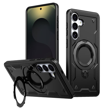 For Galaxy S26 FE 5G Kalebol PC Hybrid TPU Armor MagSafe Ring Holder Phone Case(Black)
