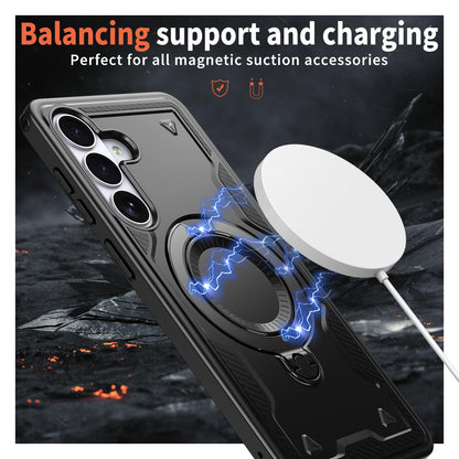 For Galaxy S26 FE 5G Kalebol PC Hybrid TPU Armor MagSafe Ring Holder Phone Case(Black)