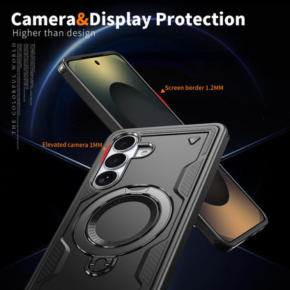 For Galaxy S26 FE 5G Kalebol PC Hybrid TPU Armor MagSafe Ring Holder Phone Case(Black)