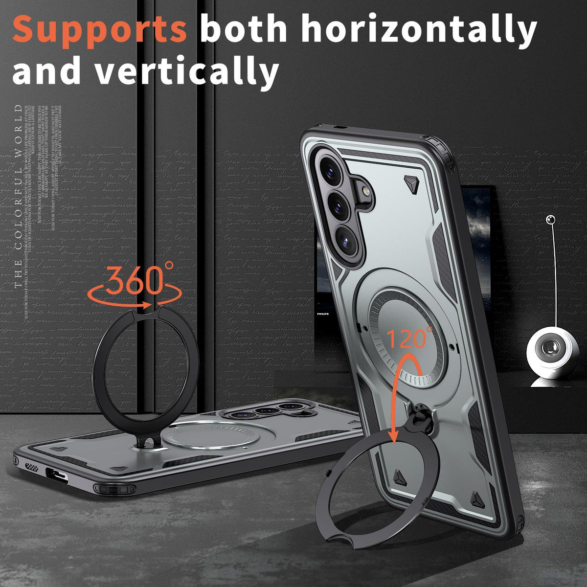 For Galaxy S26 FE 5G Kalebol PC Hybrid TPU Armor MagSafe Ring Holder Phone Case - Gray - SYA003148004C