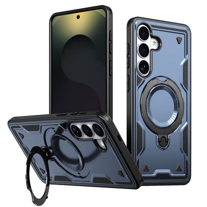 For Galaxy S26 FE 5G Kalebol PC Hybrid TPU Armor MagSafe Ring Holder Phone Case(Blue)