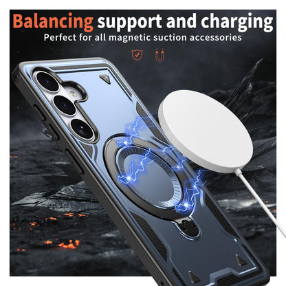 For Galaxy S26 FE 5G Kalebol PC Hybrid TPU Armor MagSafe Ring Holder Phone Case(Blue)