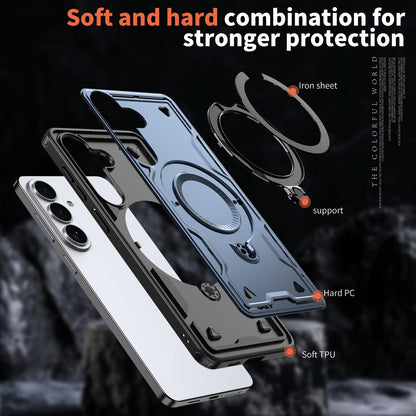 For Galaxy S26 FE 5G Kalebol PC Hybrid TPU Armor MagSafe Ring Holder Phone Case(Blue)
